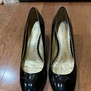 Coach Sheri Black Patent Leather Pumps Shoes Women Sz 8 Career Minimalist